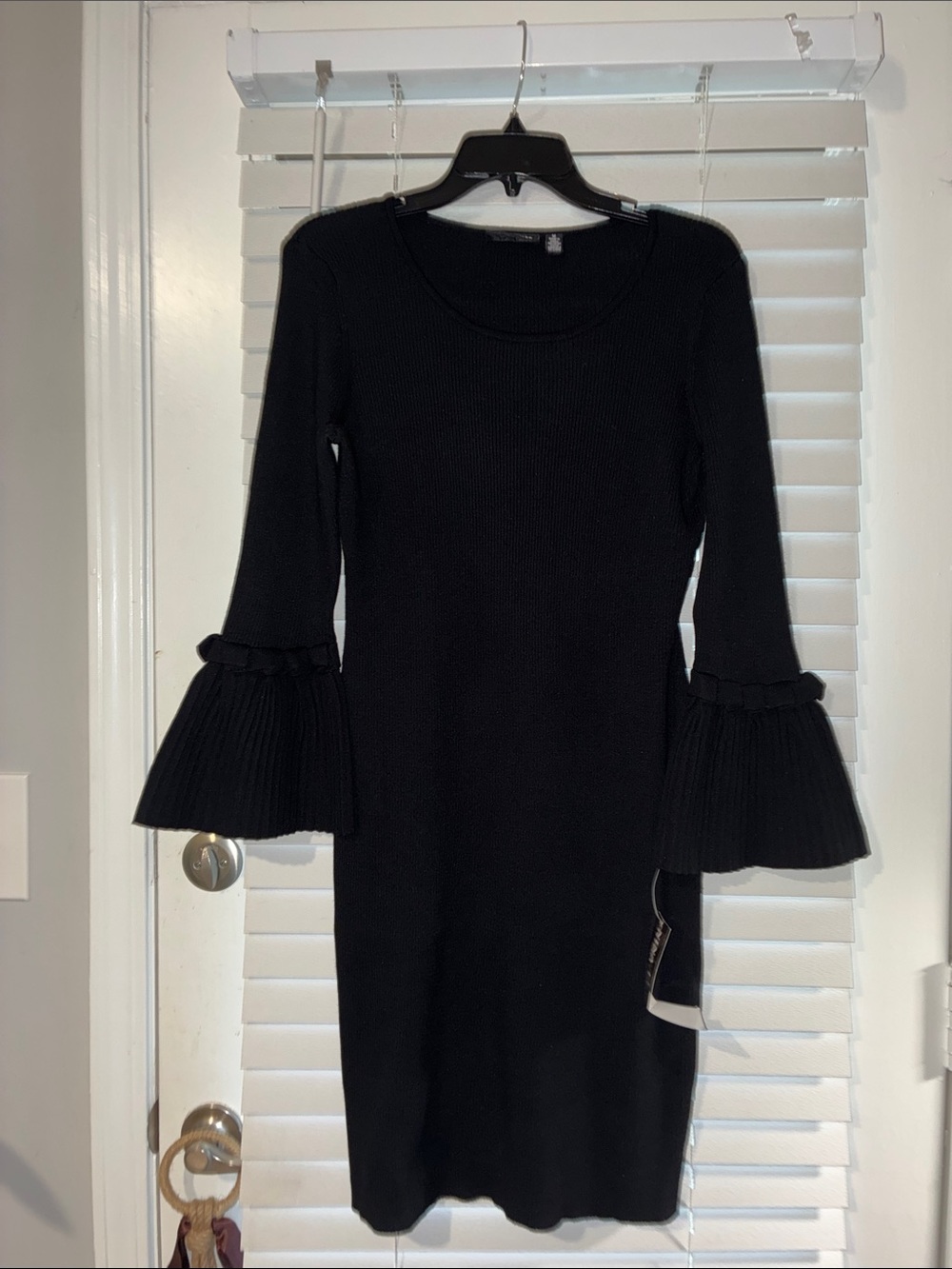 Black Bell-Sleeve Knit Dress - Women's
